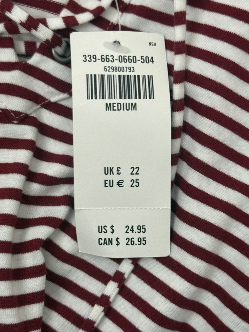 Hollister Women's Burgundy & White Striped Lace-Up Long Sleeve Top - Picture 7 of 8